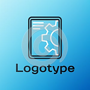 Line Software, web development, programming concept icon isolated on blue background. Programming language and program