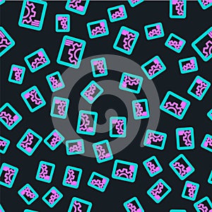 Line Software, web development, programming concept icon isolated seamless pattern on black background. Programming