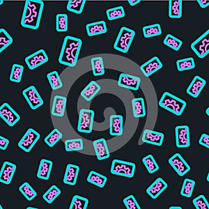 Line Software, web development, programming concept icon isolated seamless pattern on black background. Programming