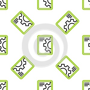 Line Software, web development, programming concept icon isolated seamless pattern on white background. Programming