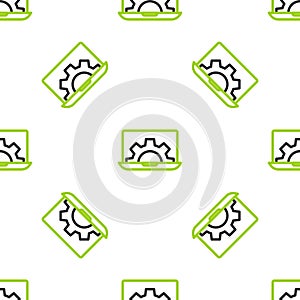 Line Software, web development, programming concept icon isolated seamless pattern on white background. Programming
