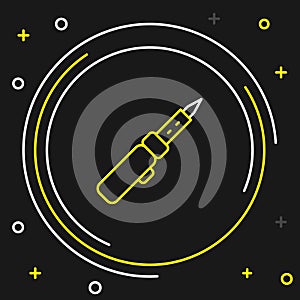 Line Soldering iron icon isolated on black background. Colorful outline concept. Vector