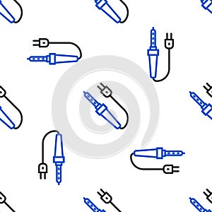 Line Soldering iron icon isolated seamless pattern on white background. Colorful outline concept. Vector