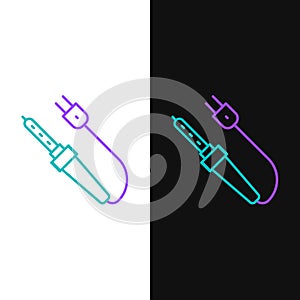 Line Soldering iron icon isolated on white and black background. Colorful outline concept. Vector