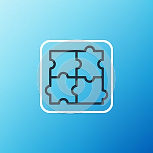 Line Solution to the problem in psychology icon isolated on blue background. Puzzle. Therapy for mental health. Colorful