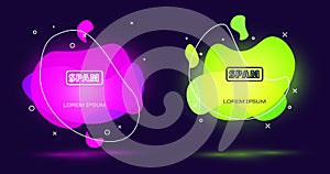 Line Spam icon isolated on black background. Abstract banner with liquid shapes. Vector