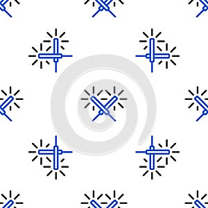 Line Sparkler firework icon isolated seamless pattern on white background. Festive Christmas sparkler candle lights