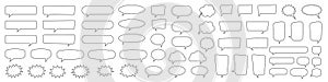 Line speech bubbles set. Blank empty speech bubbles, speaking or talk bubble, speech balloon, chat bubble line art vector icon.