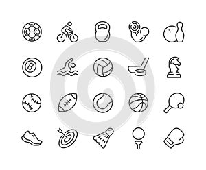 Line Sport Equipment Icons