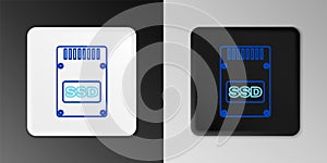 Line SSD card icon isolated on grey background. Solid state drive sign. Storage disk symbol. Colorful outline concept