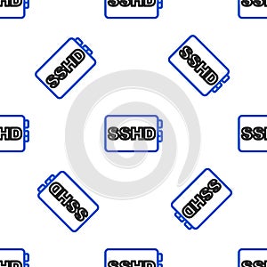 Line SSHD card icon isolated seamless pattern on white background. Solid state drive sign. Storage disk symbol. Colorful