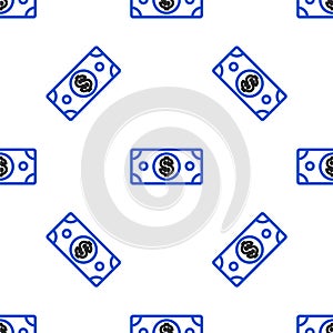 Line Stacks paper money cash icon isolated seamless pattern on white background. Money banknotes stacks. Bill currency