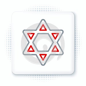 Line Star of David icon isolated on white background. Jewish religion symbol. Symbol of Israel. Colorful outline concept