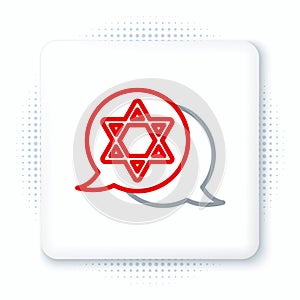 Line Star of David icon isolated on white background. Jewish religion symbol. Symbol of Israel. Colorful outline concept