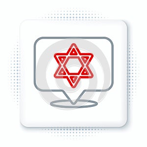 Line Star of David icon isolated on white background. Jewish religion symbol. Symbol of Israel. Colorful outline concept