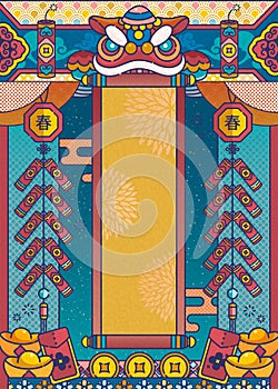 Line style Chinese new year design