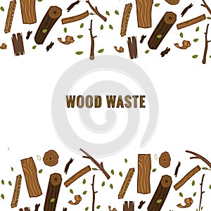 Line style icon collection - color wood waste elements.