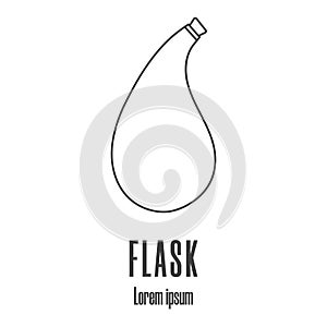 Line style icon of a hiking flask. Camping, travel logo. Clean and modern vector illustration.