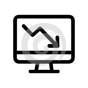 Line Style Simple Falling Chart on Monitor Display Icon Symbol