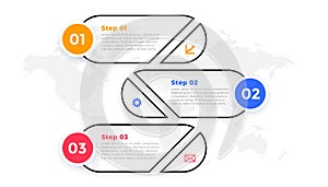 line style three steps modern infographic template
