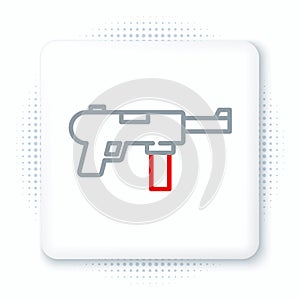 Line Submachine gun M3, Grease gun icon isolated on white background. Colorful outline concept. Vector photo