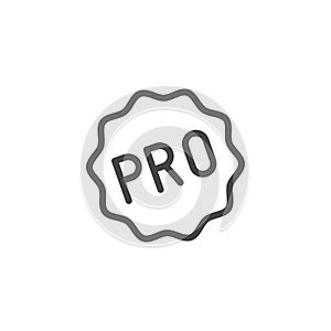 Line Symbol as Text PRO Abbreviation for Professionalism or Professional Vocational, Occupational, Pros. Icon in Outline photo