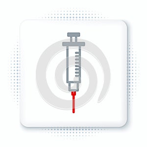 Line Syringe icon isolated on white background. Syringe for vaccine, vaccination, injection, flu shot. Medical equipment