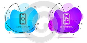 Line System bug on mobile icon isolated on white background. Code bug concept. Bug in the system. Bug searching