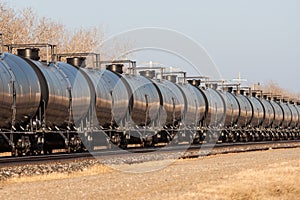 Line of Tank Cars Into Distance