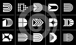 Line technology letter D logo icon design set