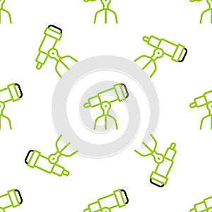 Line Telescope icon isolated seamless pattern on white background. Scientific tool. Education and astronomy element
