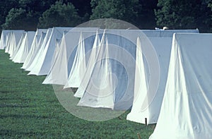 Line of tents during reenactment of American Revolutionary War, New Windsor, NY