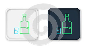 Line Tequila bottle and shot glass icon isolated on white background. Mexican alcohol drink. Colorful outline concept