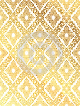 Line Thai, gold color tradition seamless pattern background