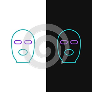 Line Thief mask icon isolated on white and black background. Bandit mask, criminal man. Colorful outline concept. Vector