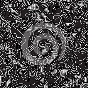 Line topographic contour map background. Seamless.