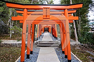A line of torii gate in Suwa Jinja Shrine Complex, Nagasaki, Japan