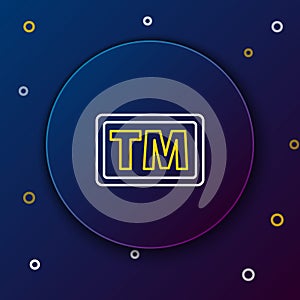 Line Trademark icon isolated on blue background. Abbreviation of TM. Colorful outline concept. Vector