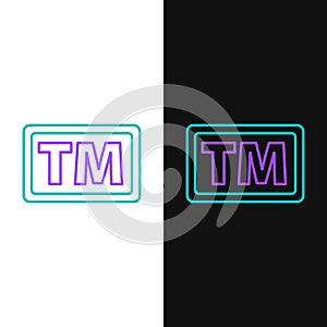 Line Trademark icon isolated on white and black background. Abbreviation of TM. Colorful outline concept. Vector