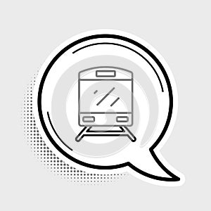 Line Train icon isolated on grey background. Public transportation symbol. Subway train transport. Metro underground