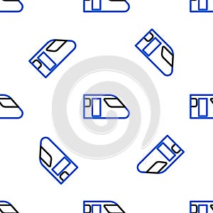 Line Train icon isolated seamless pattern on white background. Public transportation symbol. Subway train transport