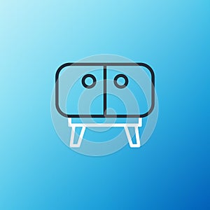 Line TV table stand icon isolated on blue background. Colorful outline concept. Vector