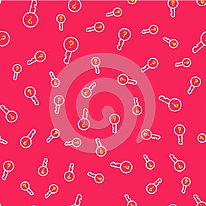 Line Undefined key icon isolated seamless pattern on red background. Vector