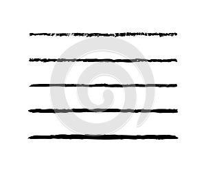 Line underline. Set strike lines black color isolated on white background. Pen stripe brush strokes. Patch pencil strips. Marker