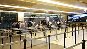 Line up in Changi Airport Singapore