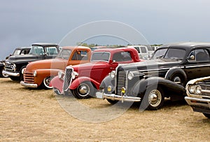 Line Up of Classic Automobiles Streetrods photo