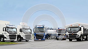 Line up of Volvo Trucks