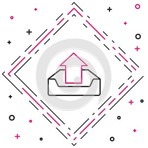Line Upload inbox icon isolated on white background. Colorful outline concept. Vector Illustration
