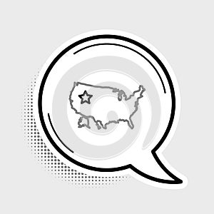 Line USA map icon isolated on grey background. Map of the United States of America. Colorful outline concept. Vector