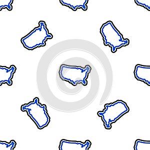 Line USA map icon isolated seamless pattern on white background. Map of the United States of America. Colorful outline